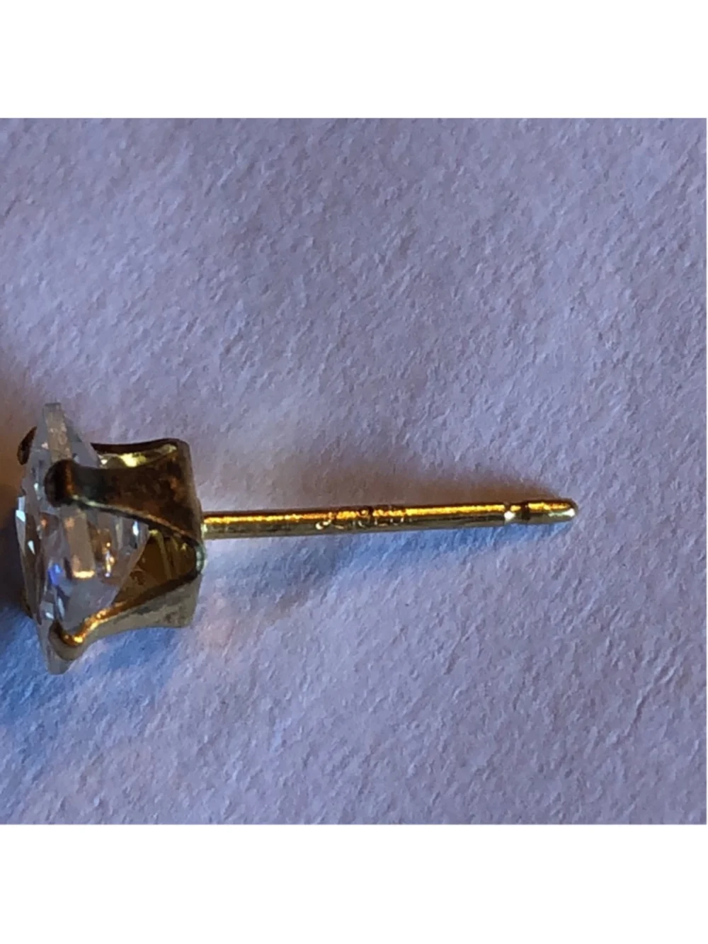 Gold Plated Sterling Silver L 925 Princess Cut Dainty Stud Earrings